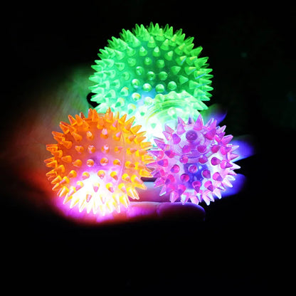 1PC Funny Dog Toys Colorful Luminous Elastic Ball Chewing Playing Sound Toy  Ball for Punny Kitten Pet Supplies