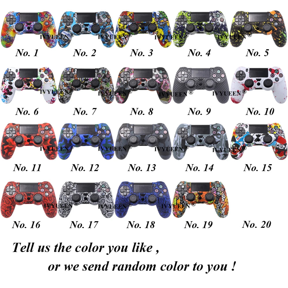 IVYUEEN 19 Colors Silicone Camo Protective Skin Case for Sony Dualshock 4 PS4 DS4 Pro Slim Controller Thumb Grips Joystick Caps