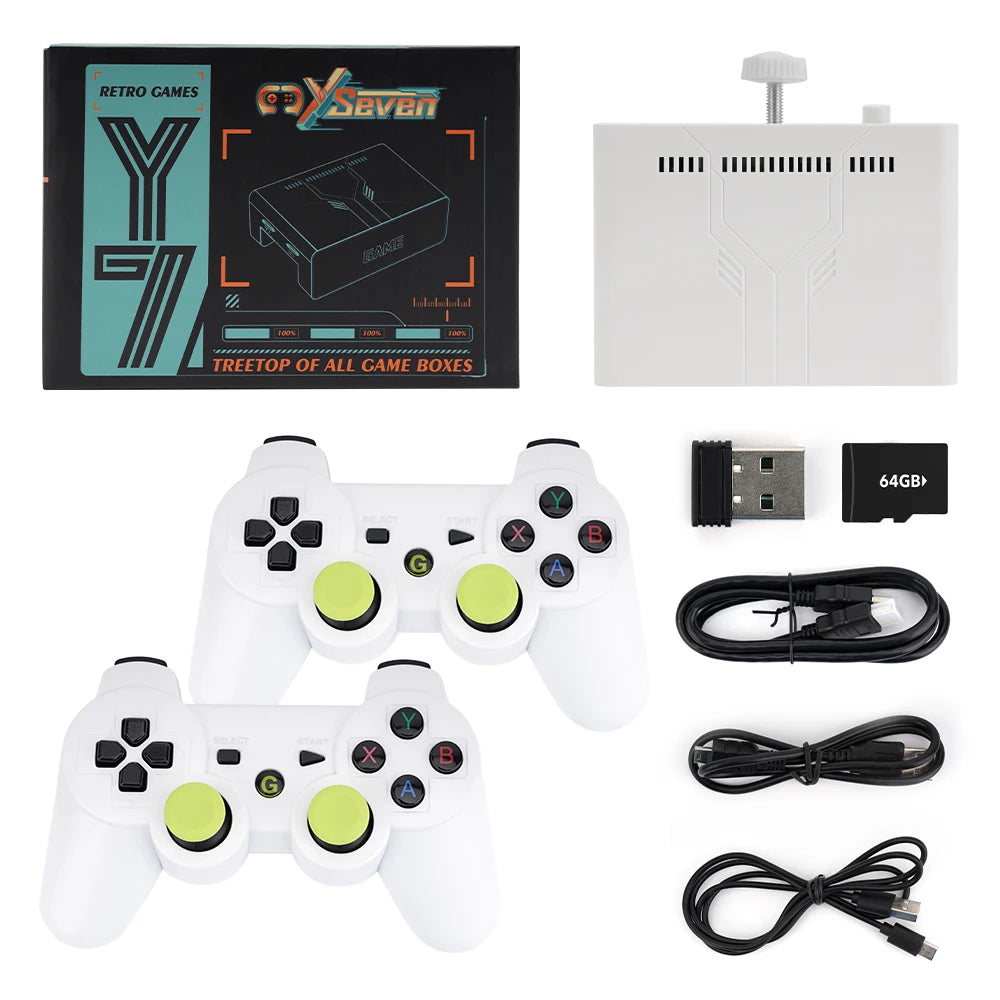 Ampown Y7 Video Game Console Linux System 256G Built 12000 Games Rechargeable Wireless Handle Low Latency Connection Player Gift