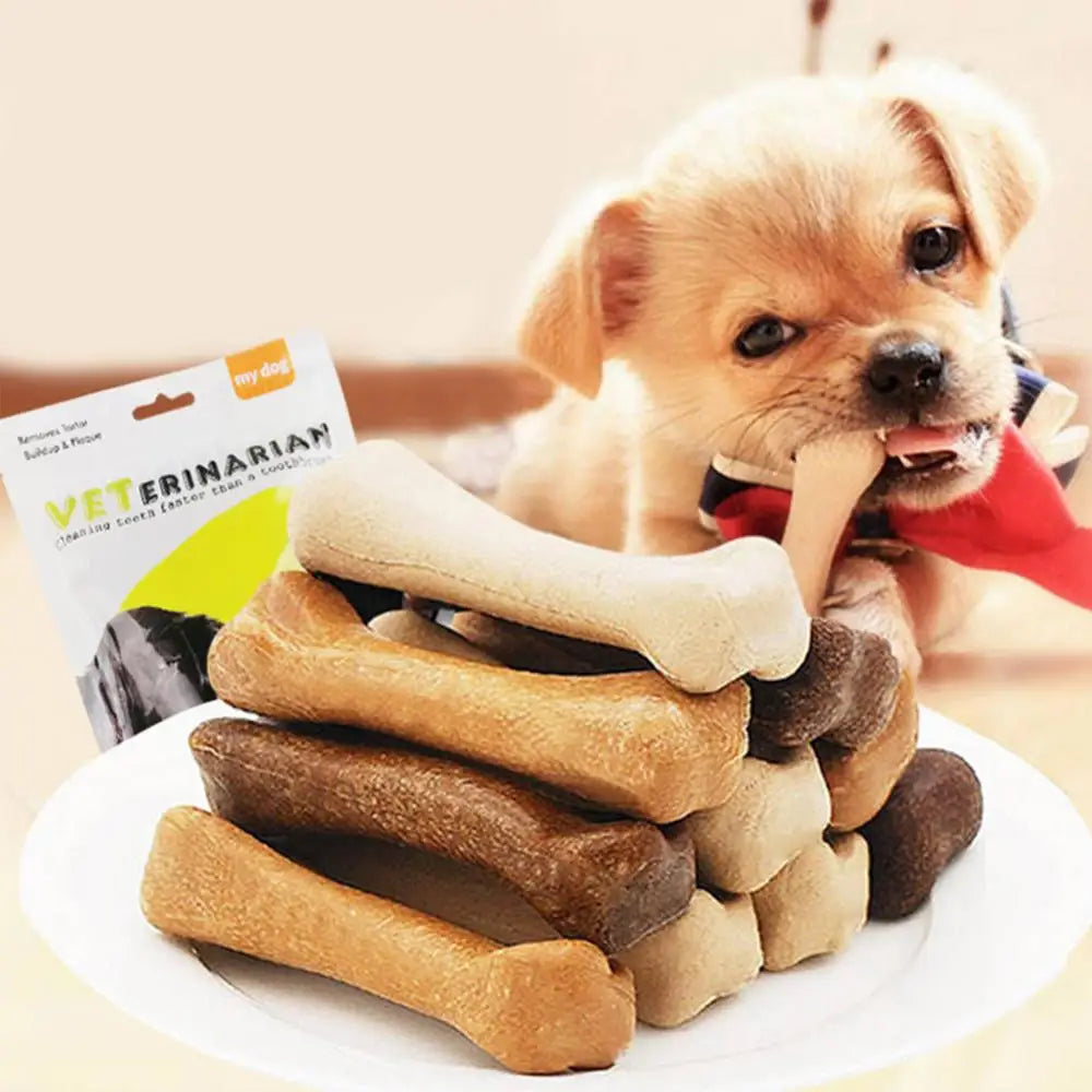 30 Pcs Dog Bone Molar Stick Snack Food Treats Chews Oral Hygiene Toy Leather Cowhide Teeth Clean Stick For Puppy Accessories