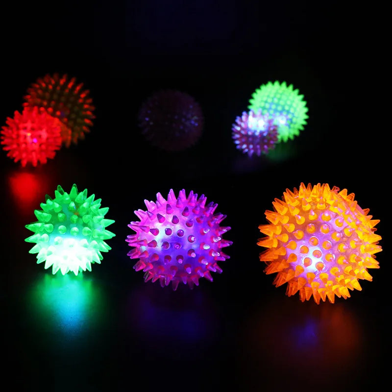 1PC Funny Dog Toys Colorful Luminous Elastic Ball Chewing Playing Sound Toy  Ball for Punny Kitten Pet Supplies