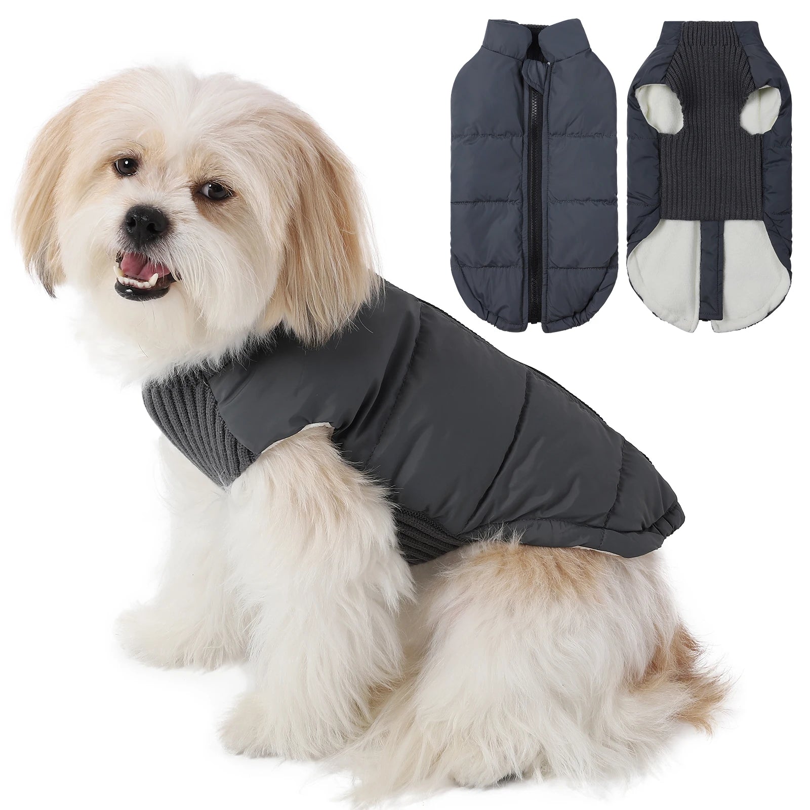 Dog Cold-weather Coat Winter Pet Dog Coat Pet Dog Jacket With Zipper For Small Large Dogs Cats Windproof