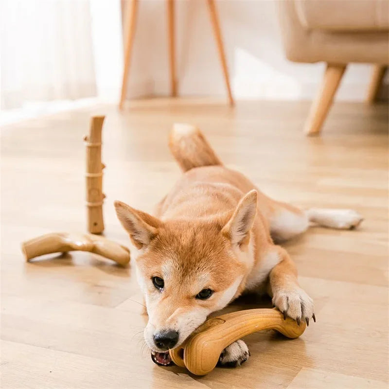 Pet Dog Chew Toys Molar Teeth Clean Stick Interesting Pine Wood Antlers Bone Bamboo Shoot Shape Chewable Puppy Interactive Game