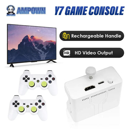 Ampown Y7 Video Game Console Linux System 256G Built 12000 Games Rechargeable Wireless Handle Low Latency Connection Player Gift