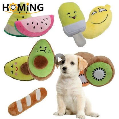 Puppy Dog Plush Squeaky Toys For Small Medium Dogs Bone Aggressive Chewers For Pet Cat Products Banana Lobster Puppy Accessories