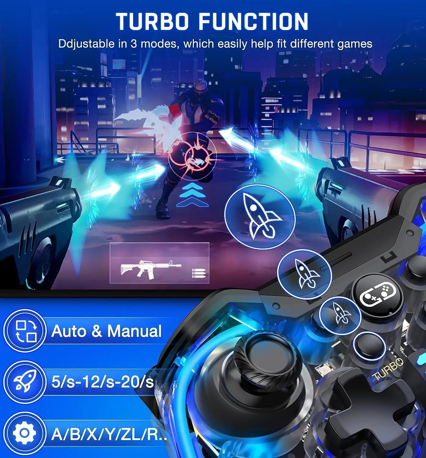 Wireless Controller For Nintendo Switch OLED/Lite Console Pro Gamepad with 800Mah Battery Programmable Turbo Function