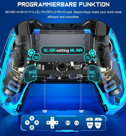 Wireless Controller For Nintendo Switch OLED/Lite Console Pro Gamepad with 800Mah Battery Programmable Turbo Function