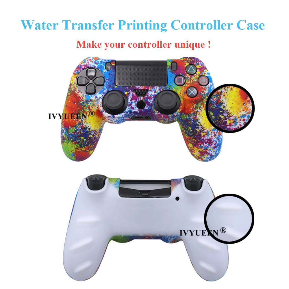 IVYUEEN 19 Colors Silicone Camo Protective Skin Case for Sony Dualshock 4 PS4 DS4 Pro Slim Controller Thumb Grips Joystick Caps